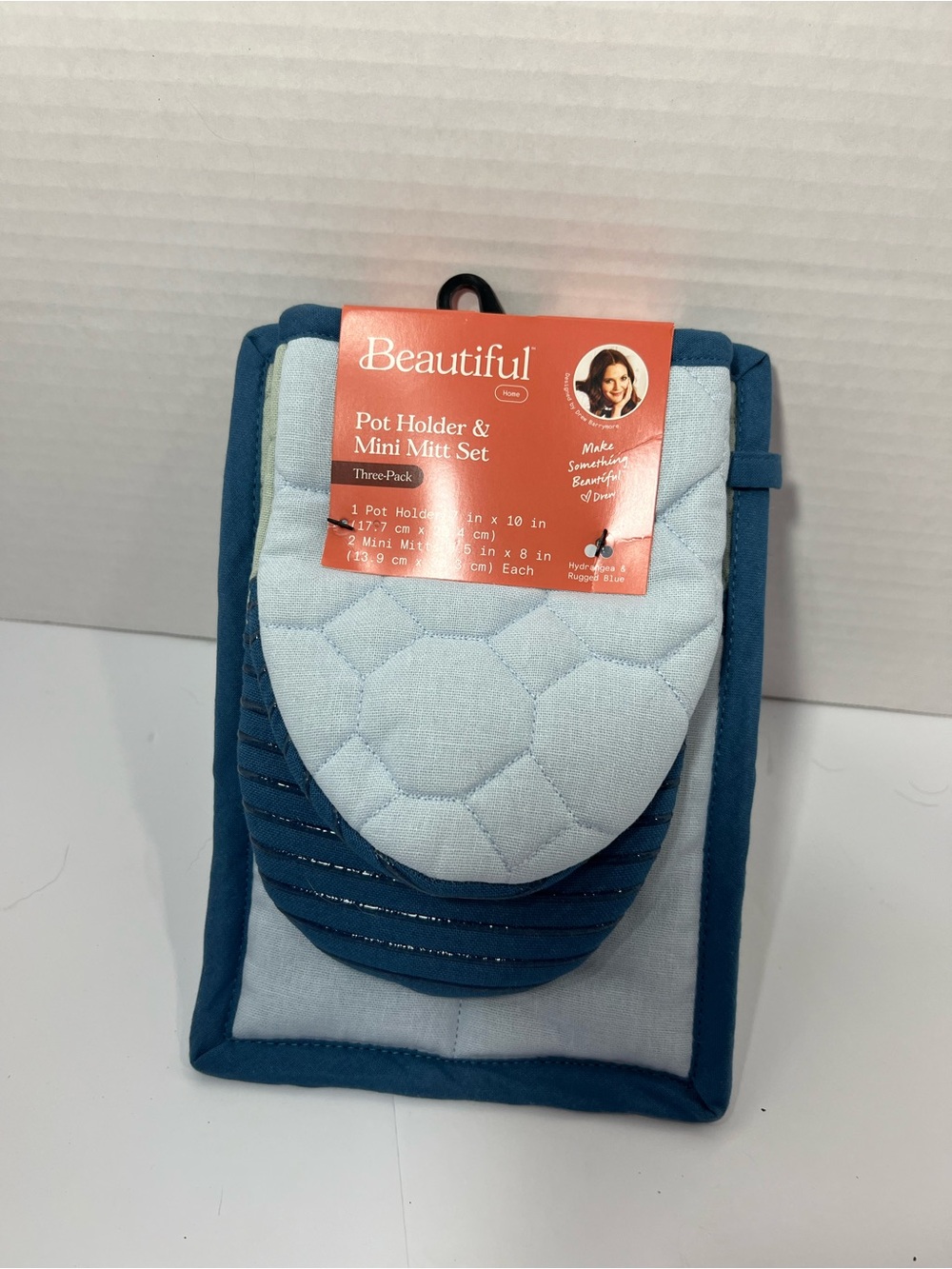 Green & Blue Drew Barrymore  Pot Holder & Mini Mitt Set